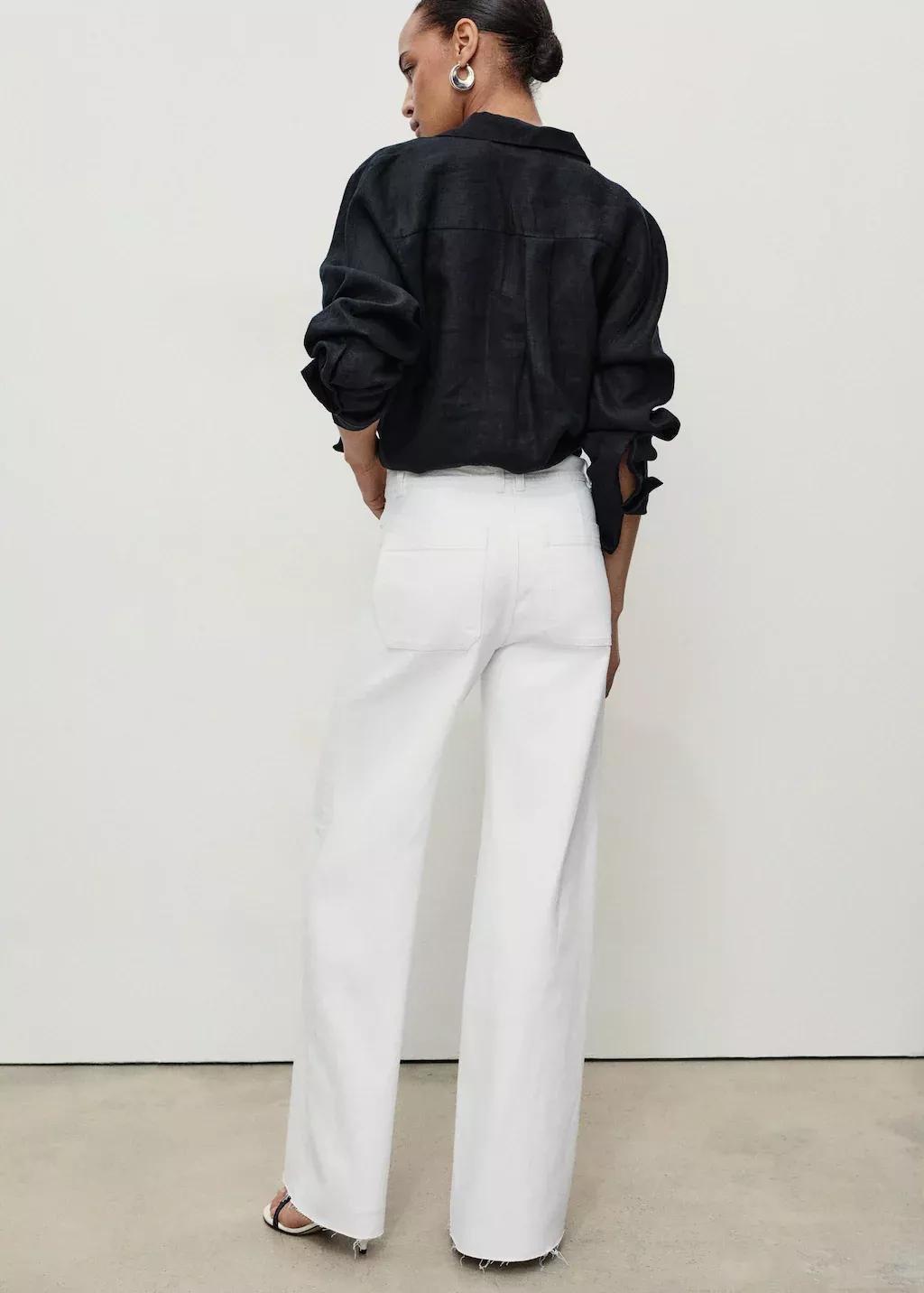 White Catherin Culotte High-Rise Jeans, , large image number 8