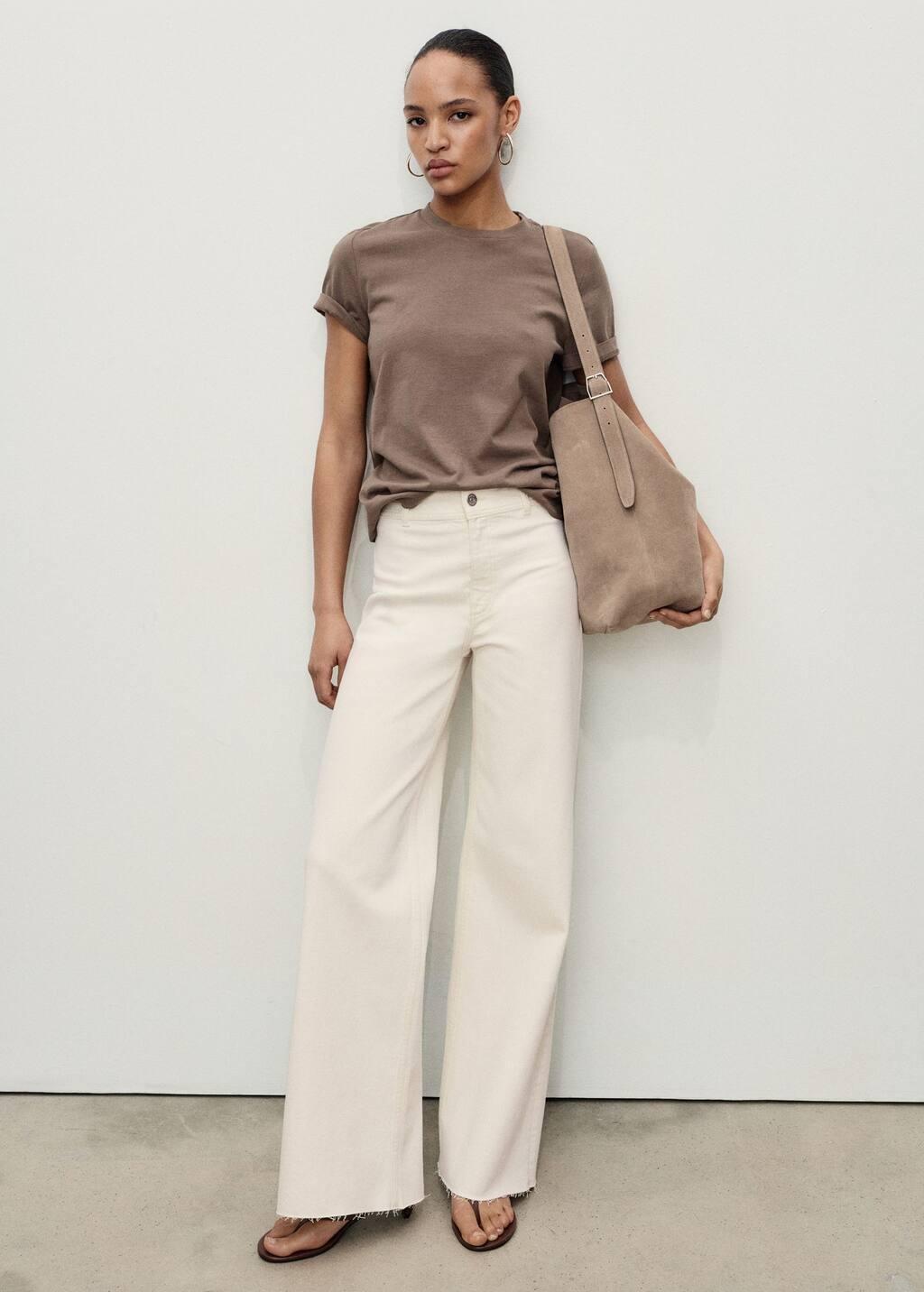 Cream Catherin Culotte High-Rise Jeans, Natural White, large image number 2