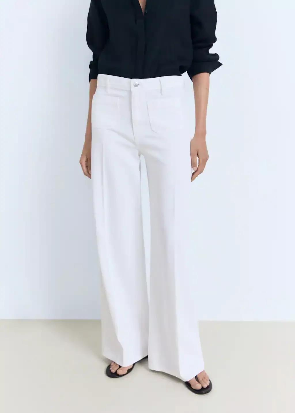 White High-Rise Wide leg Jeans With Pockets, , large image number 0