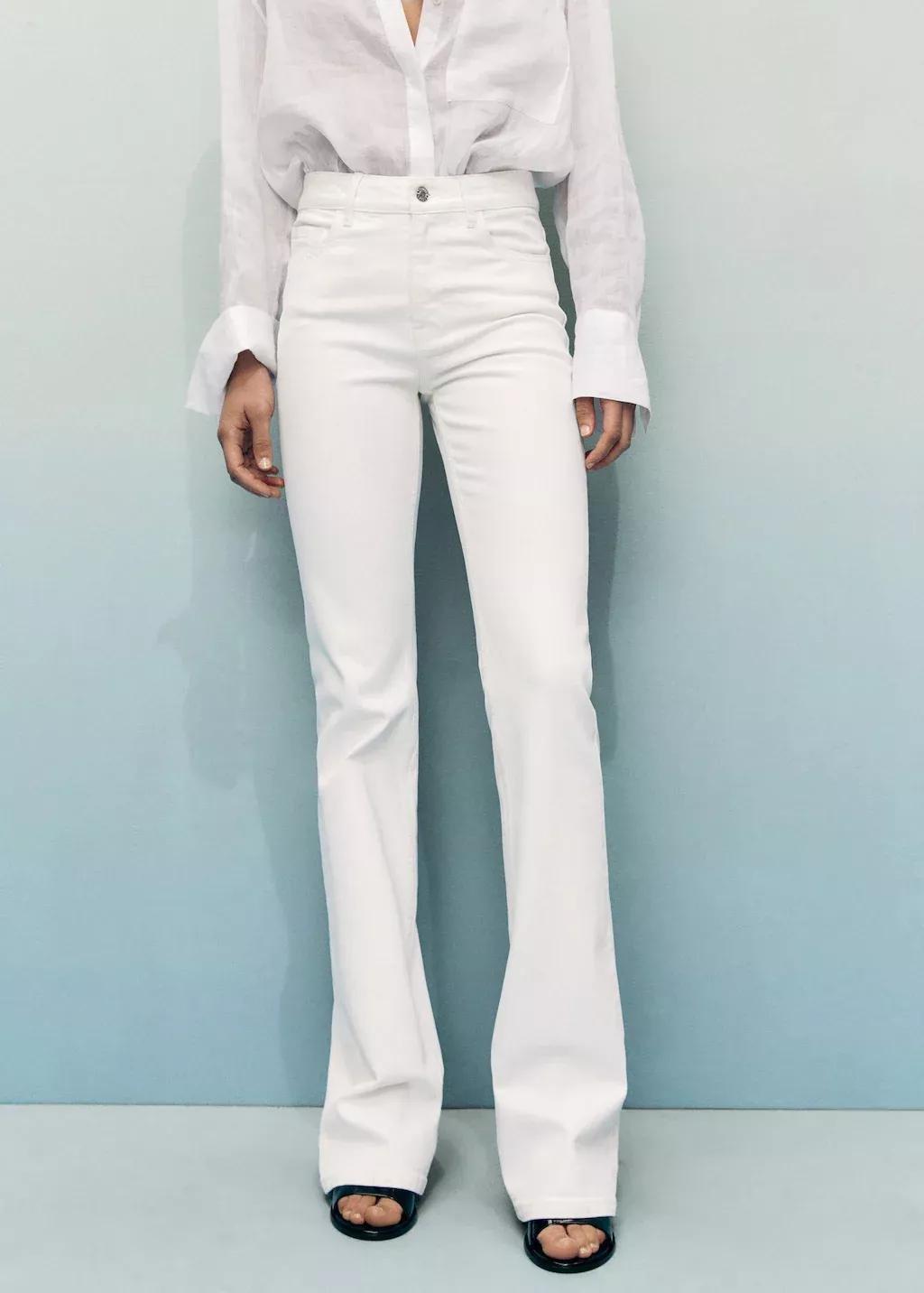 White Fiona Flared Mid-Rise Jeans, , large image number 0