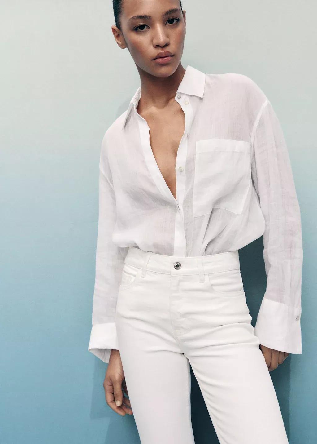 White Fiona Flared Mid-Rise Jeans, , large image number 1