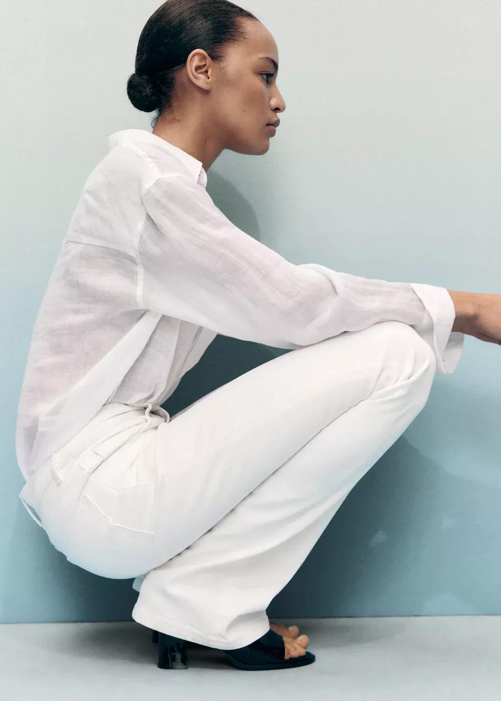 White Fiona Flared Mid-Rise Jeans, , large image number 2