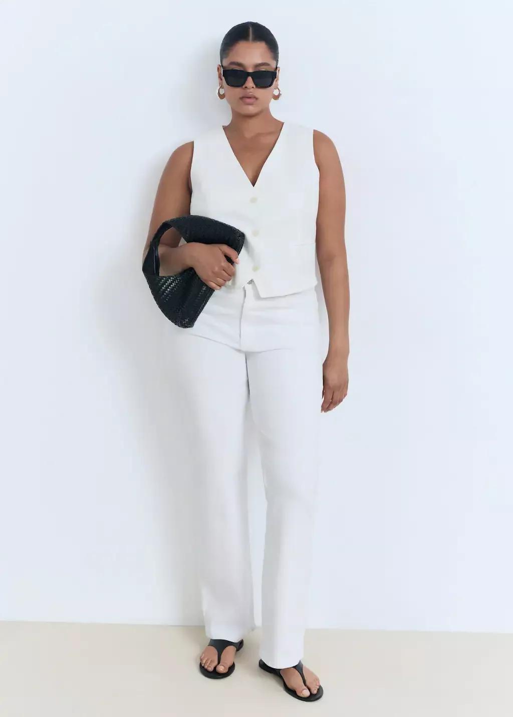 White Fiona Flared Mid-Rise Jeans, , large image number 4