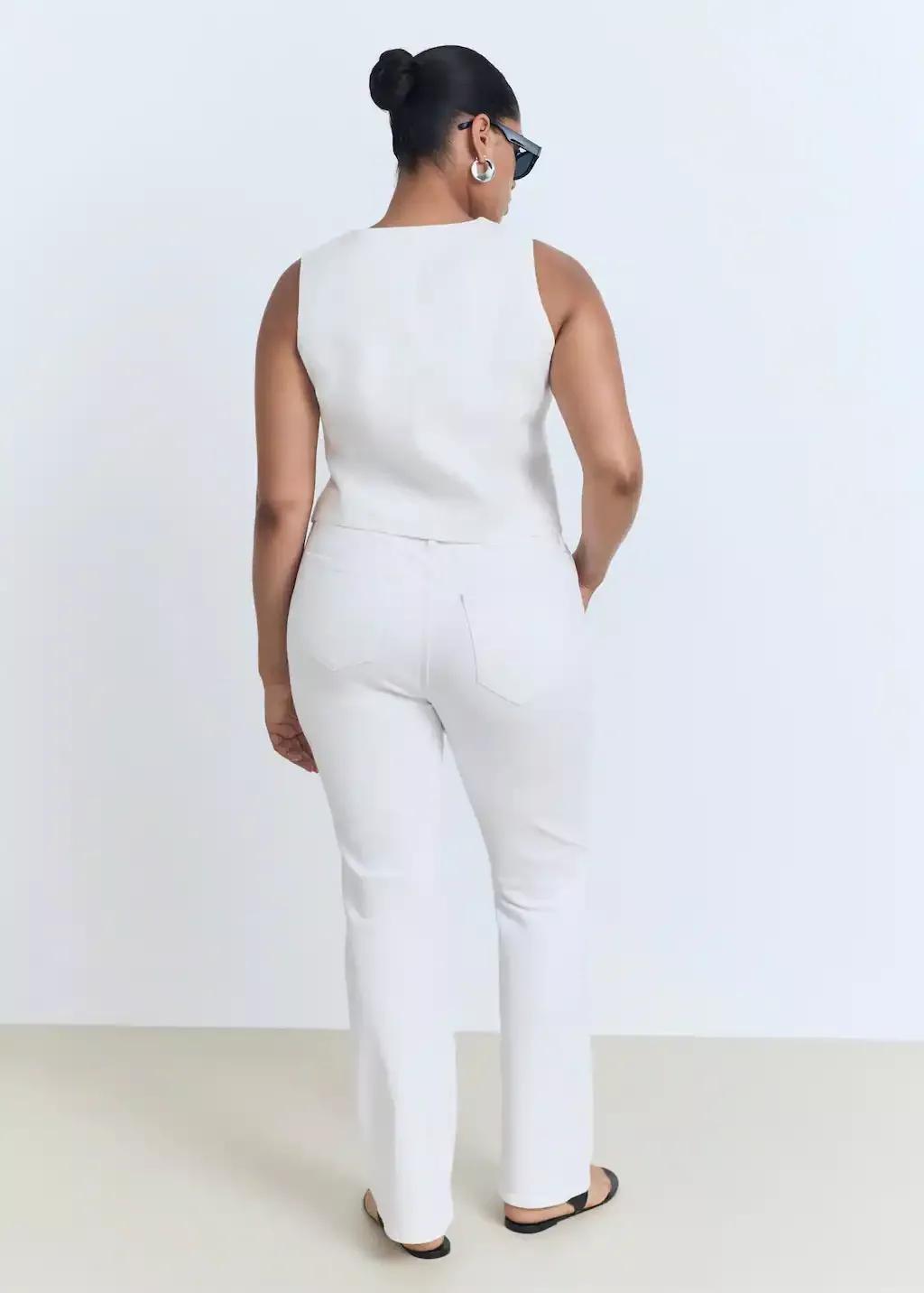 White Fiona Flared Mid-Rise Jeans, , large image number 5