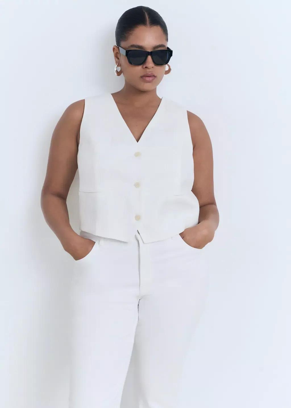 White Fiona Flared Mid-Rise Jeans, , large image number 6