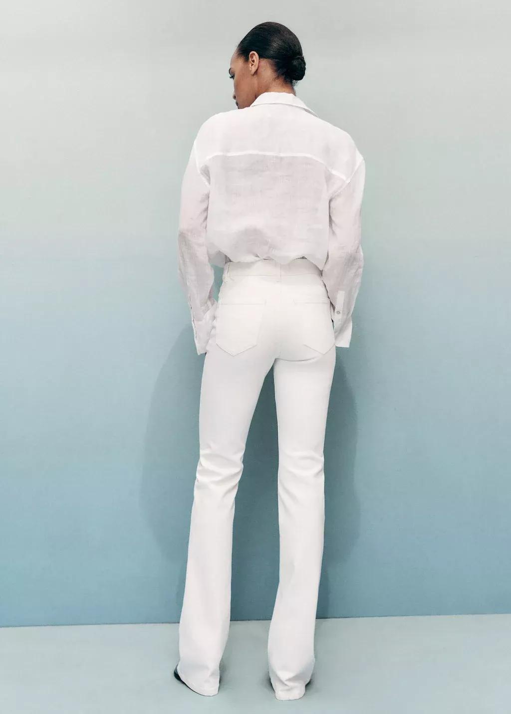 White Fiona Flared Mid-Rise Jeans, , large image number 8