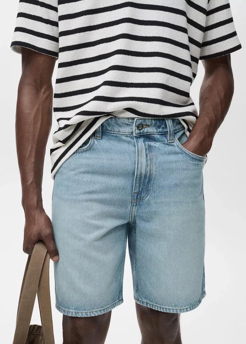 Blue Regular-Fit Denim Shorts, , large image number 1