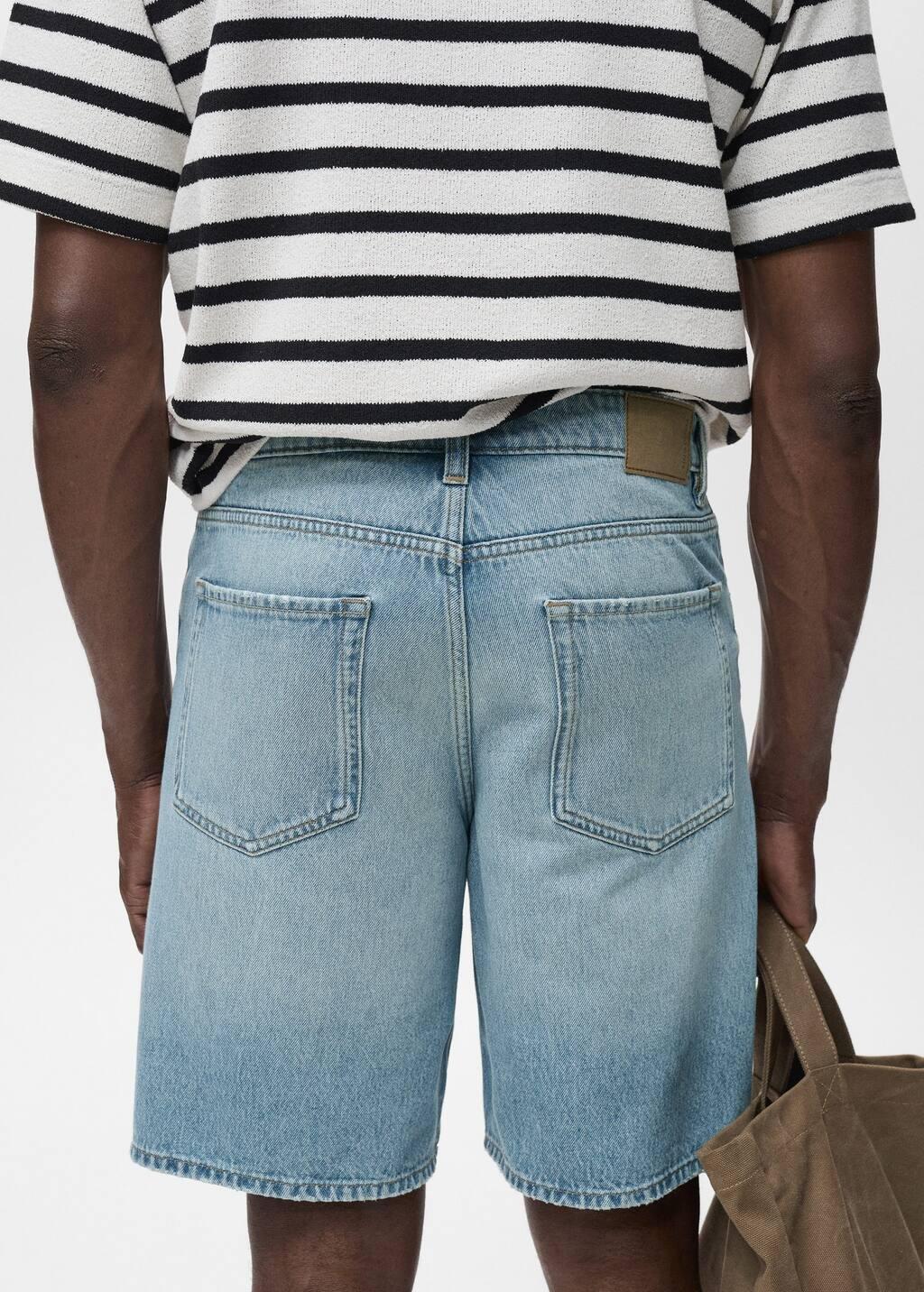 Blue Regular-Fit Denim Shorts, , large image number 4