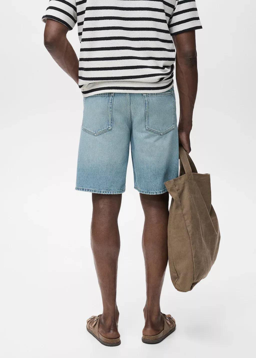 Blue Regular-Fit Denim Shorts, , large image number 6