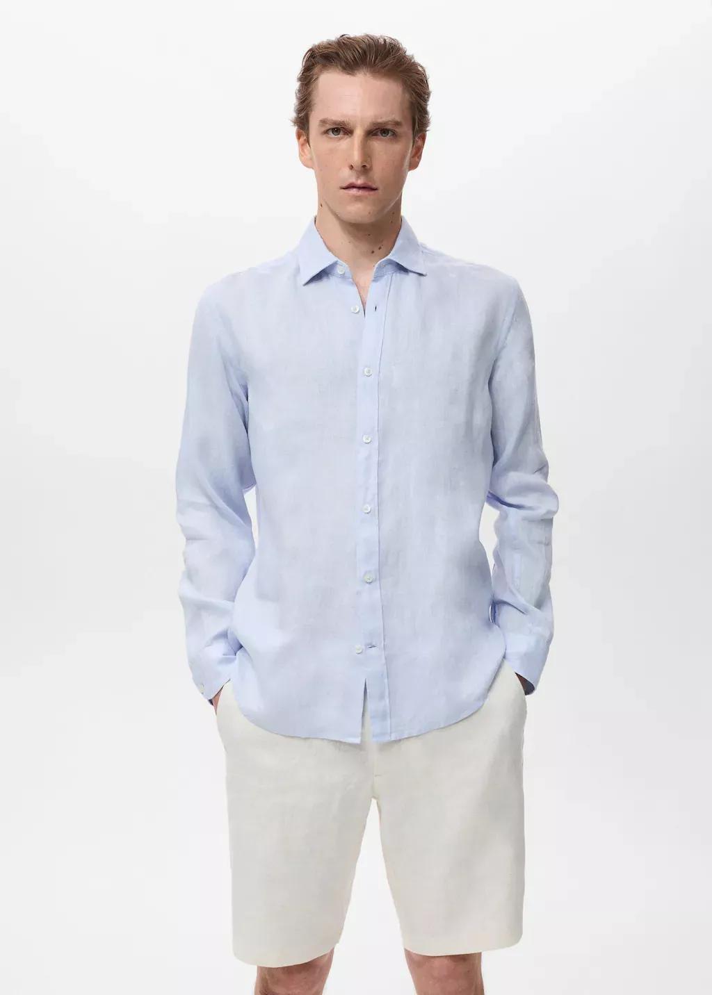 LT-PASTEL BLUE Linen 100% shirt, , large image number 0