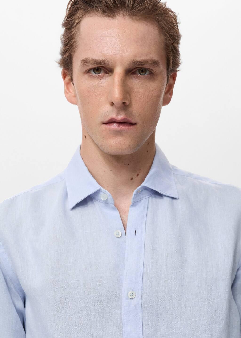 LT-PASTEL BLUE Linen 100% shirt, , large image number 1