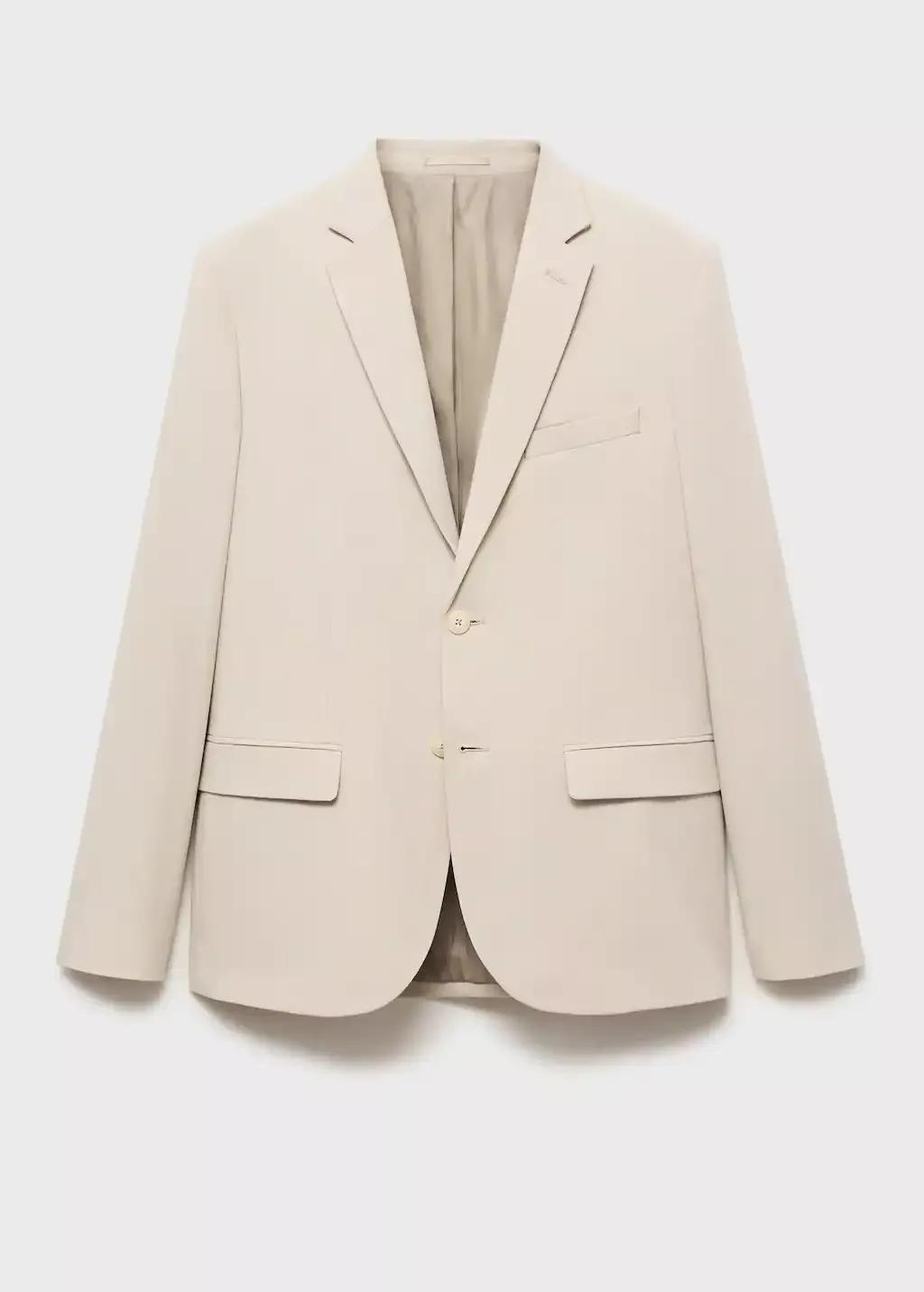 Beige Super Slim-Fit Suit Jacket In Stretch Fabric, , medium