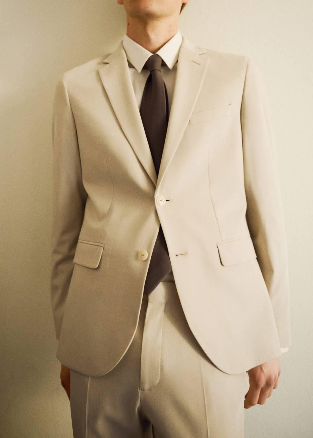 Beige Super Slim-Fit Suit Jacket In Stretch Fabric, Light Beige, large image number 5