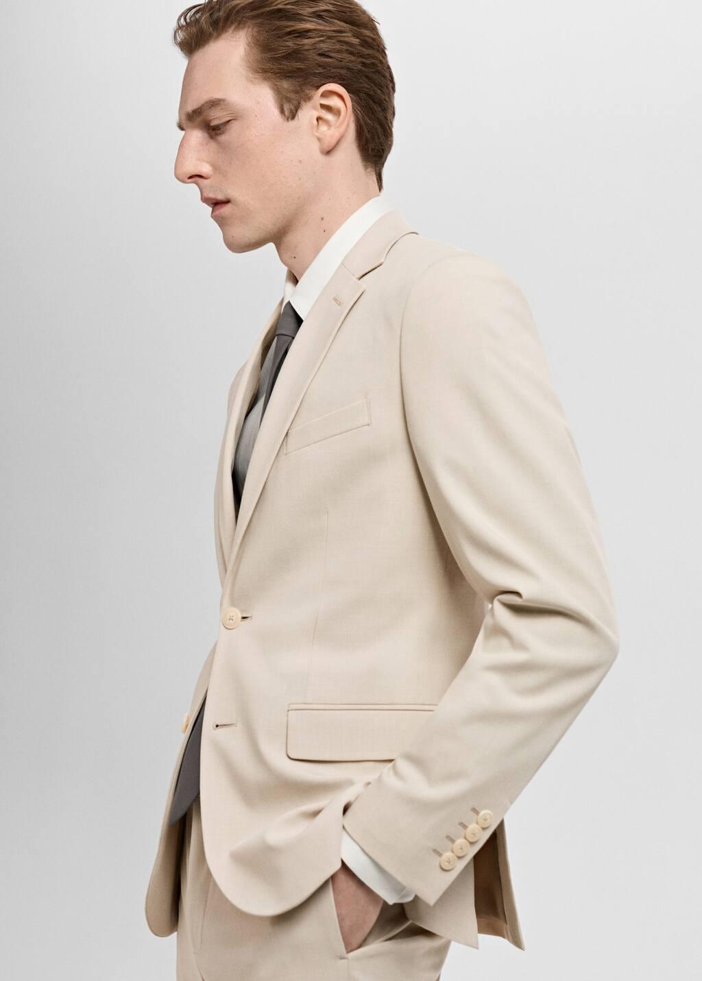Beige Super Slim-Fit Suit Jacket In Stretch Fabric, Light Beige, large image number 6