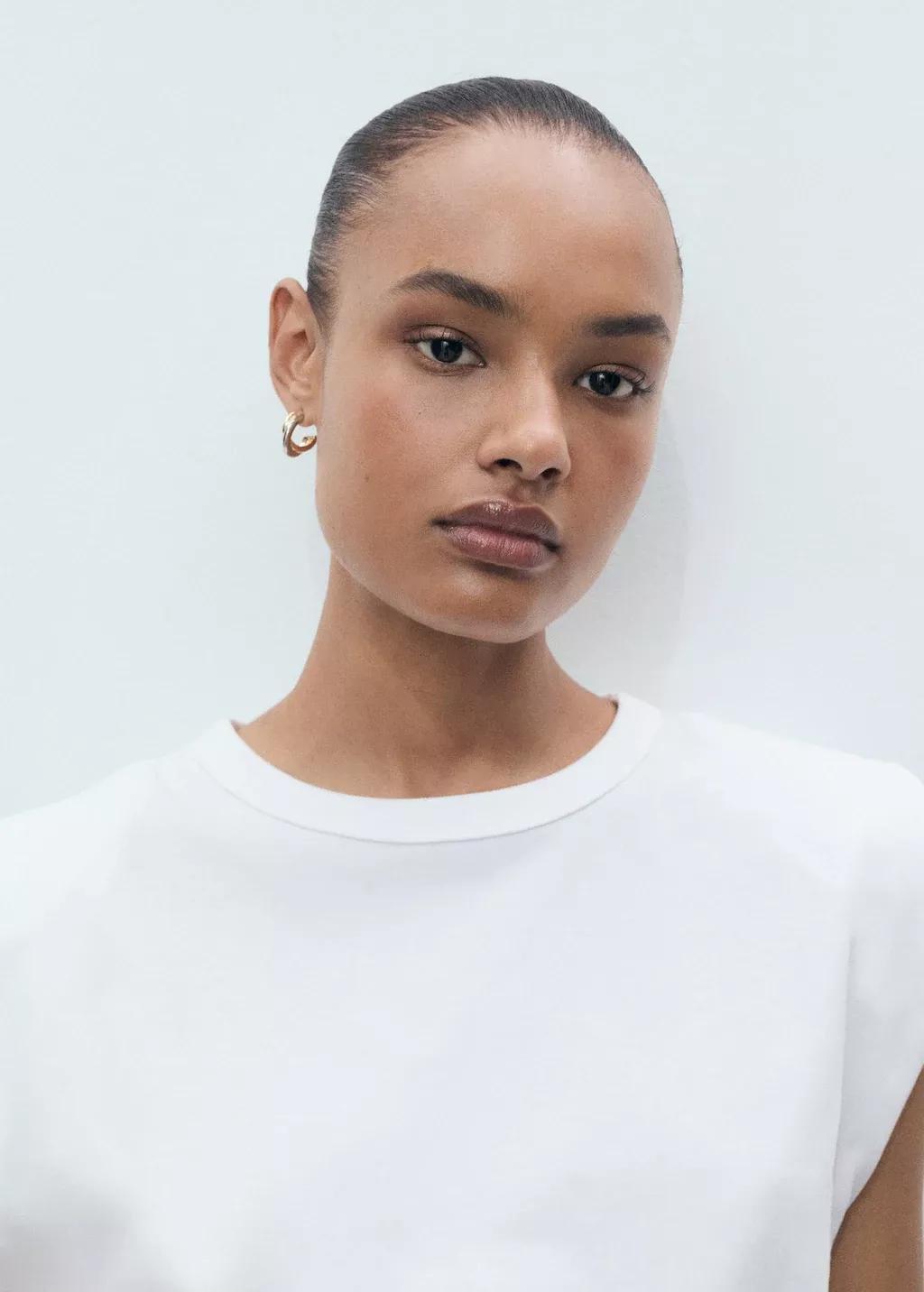 WHITE Short-sleeved t-shirt with shoulder pads, , large image number 1