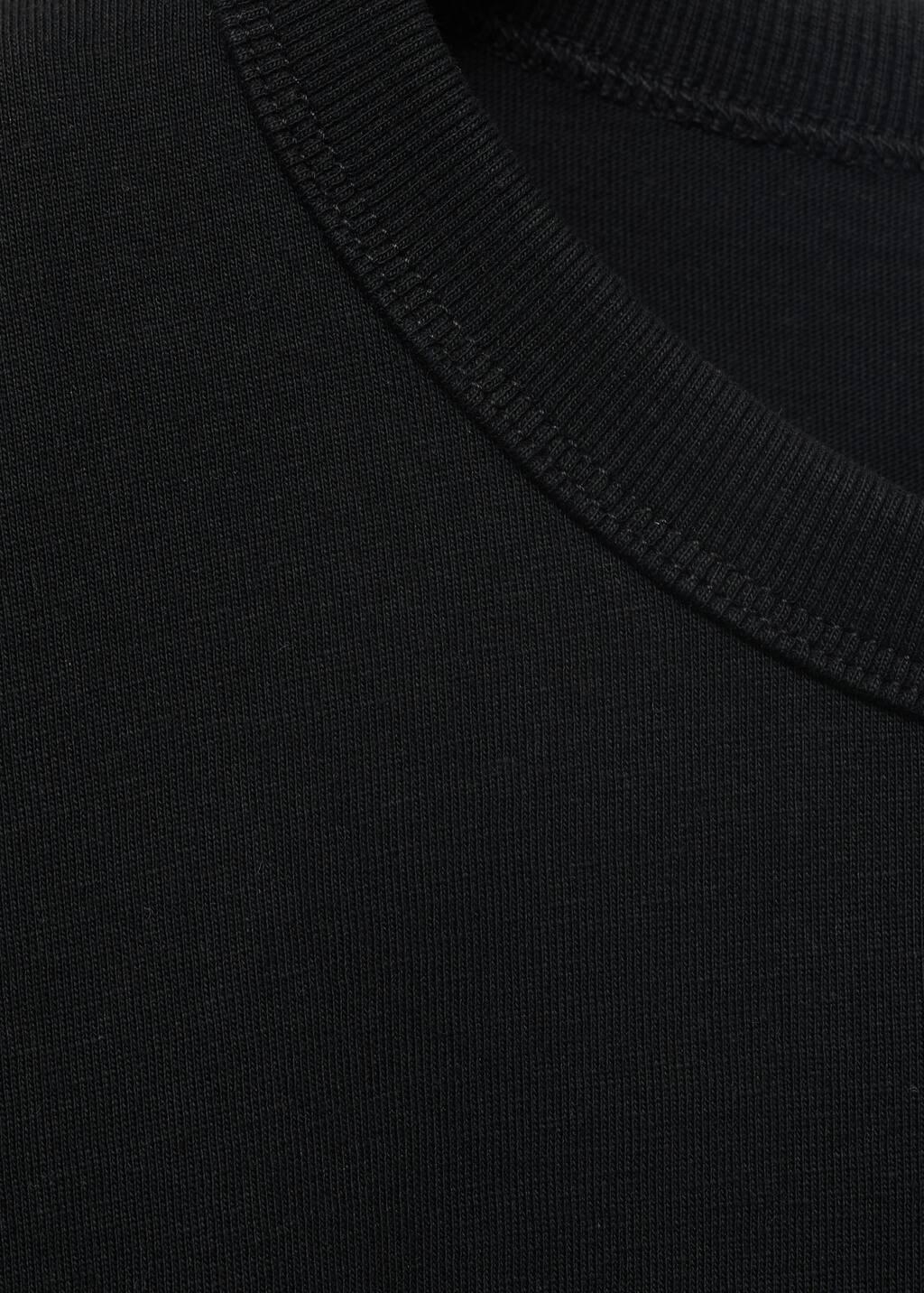 Black Short-Sleeved T-Shirt With Shoulder Pads, Black, large image number 2