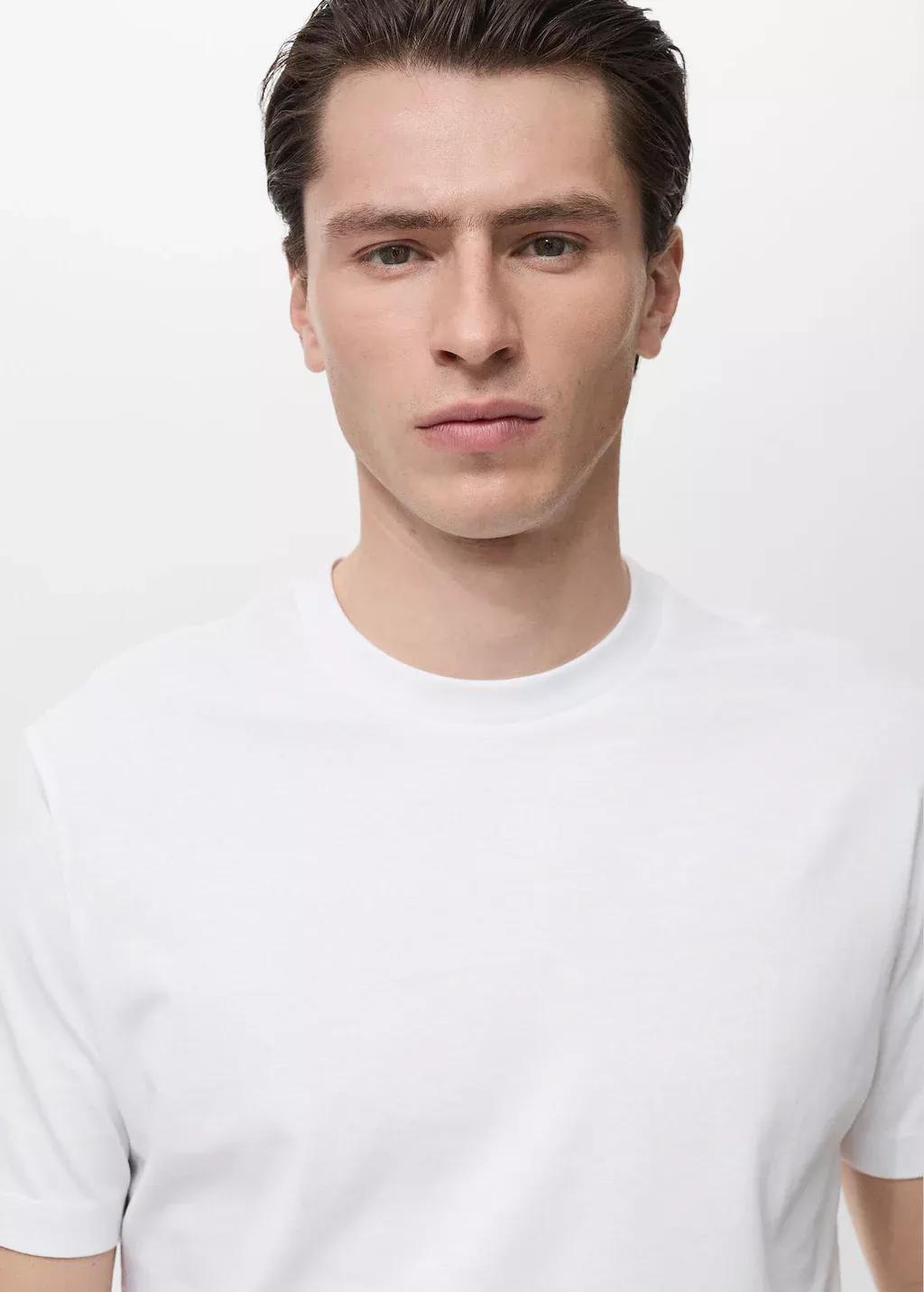 WHITE 100% cotton slim-fit t-shirt, , large image number 1