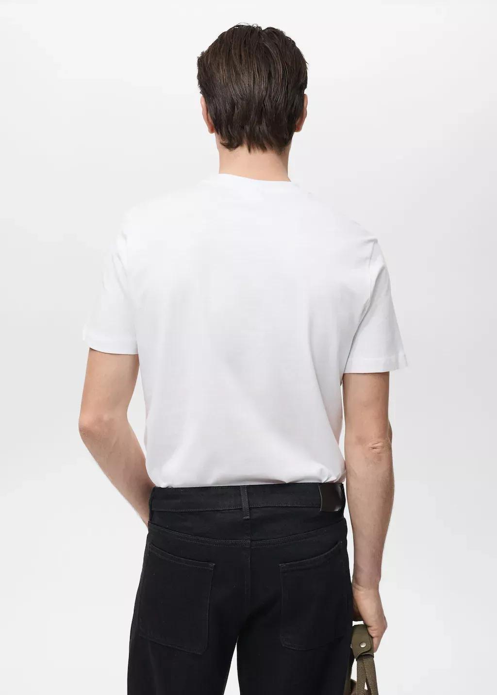 WHITE 100% cotton slim-fit t-shirt, , large image number 5