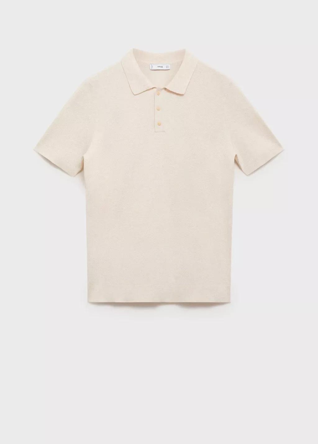 Cream Fine-Knit Cotton Polo Shirt, , large image number 3