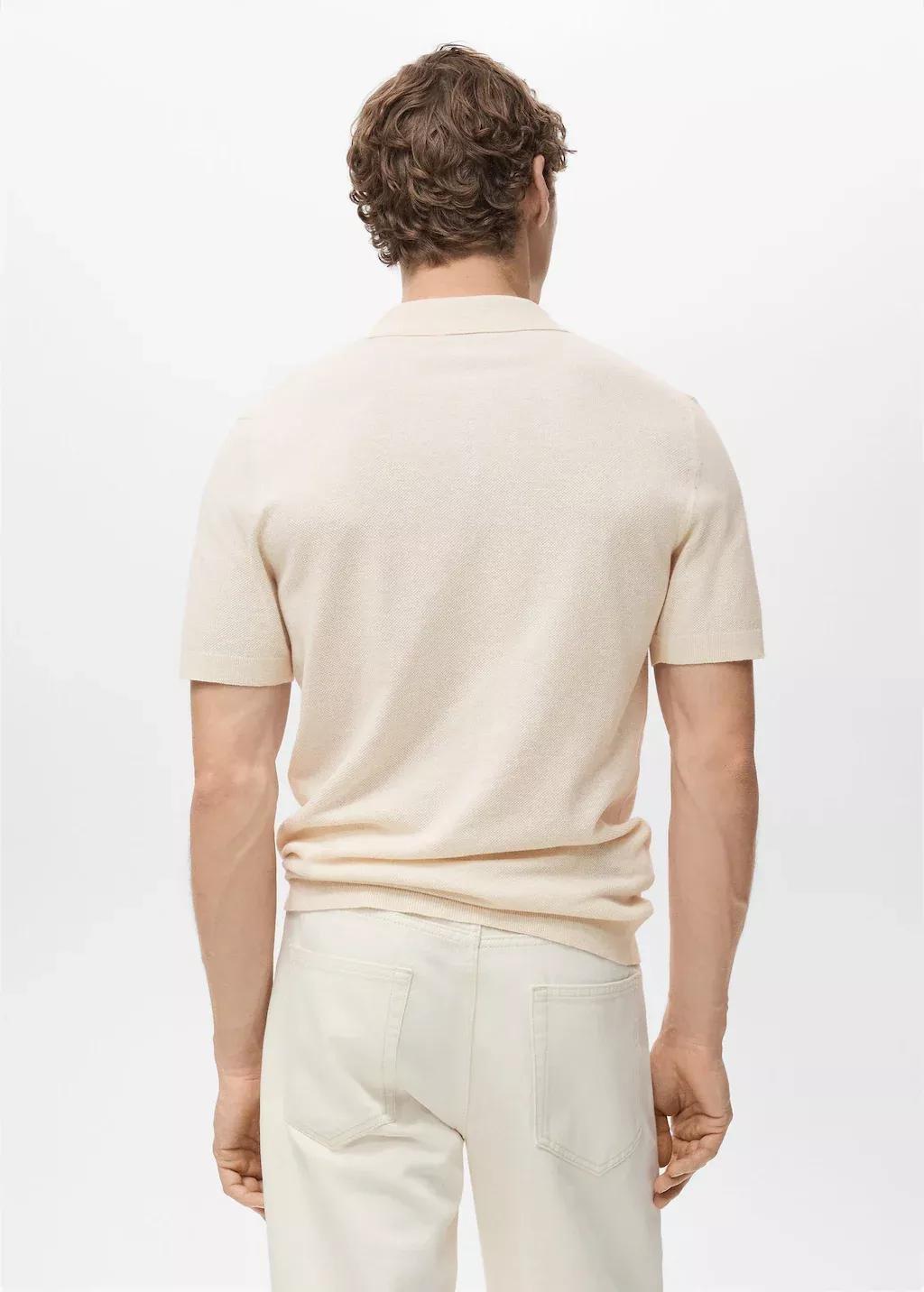 Cream Fine-Knit Cotton Polo Shirt, , large image number 5