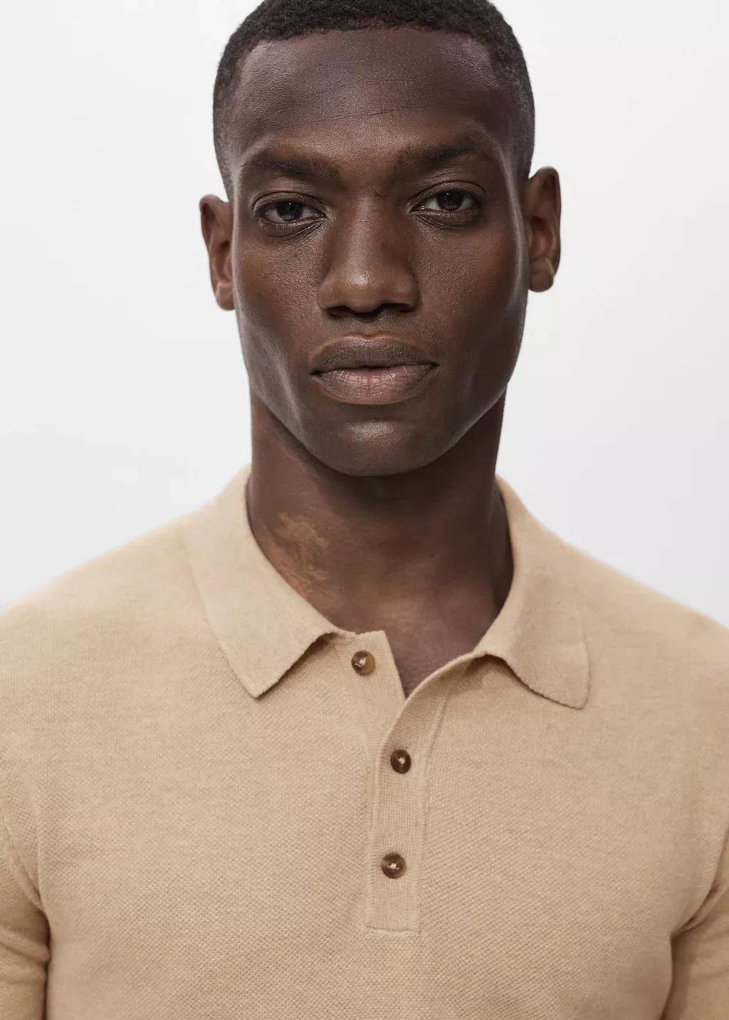 LIGHT BEIGE Fine-knit cotton polo shirt, , large image number 1