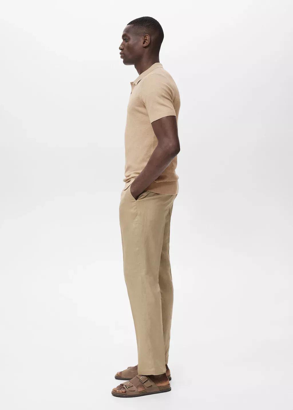 LIGHT BEIGE Fine-knit cotton polo shirt, , large image number 2