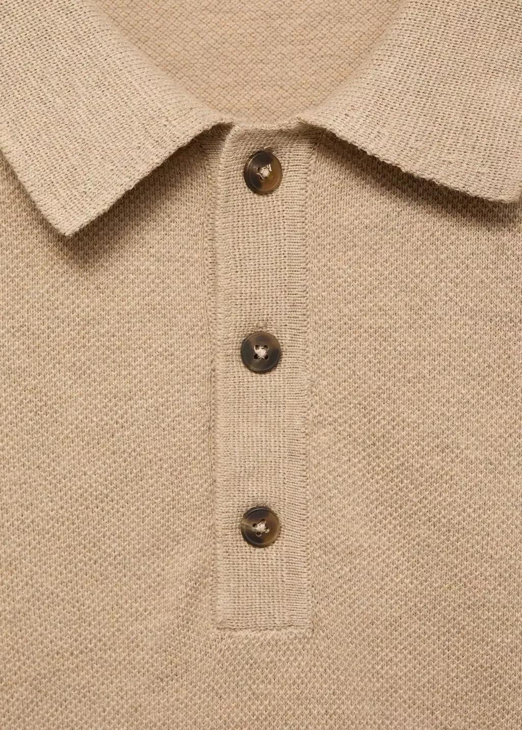 LIGHT BEIGE Fine-knit cotton polo shirt, , large image number 4