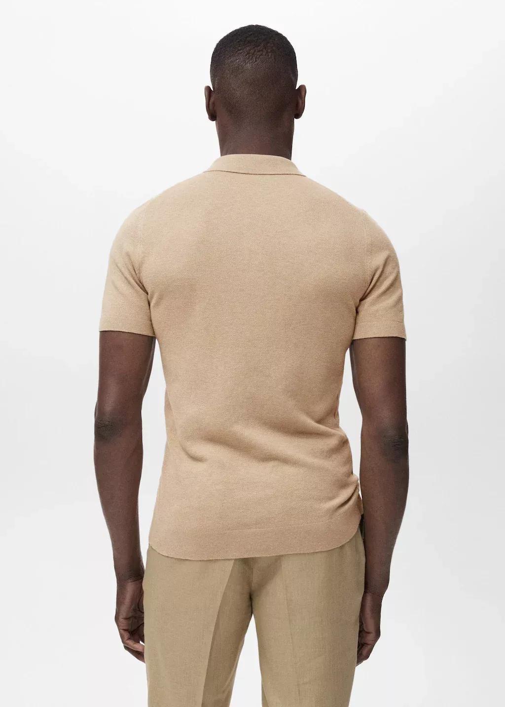 LIGHT BEIGE Fine-knit cotton polo shirt, , large image number 5