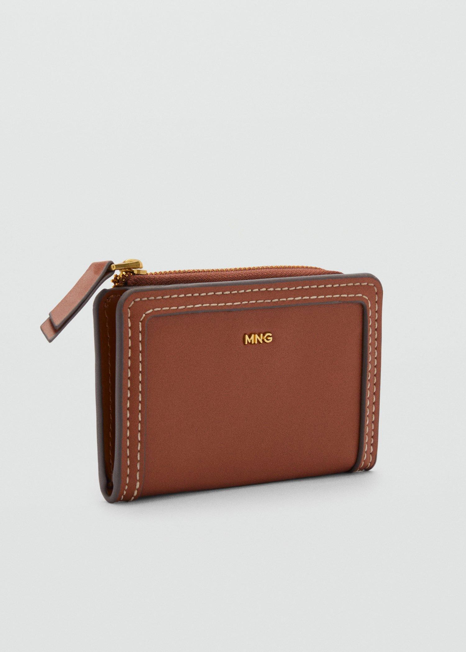Brown Small Leather-Effect Wallet, , medium