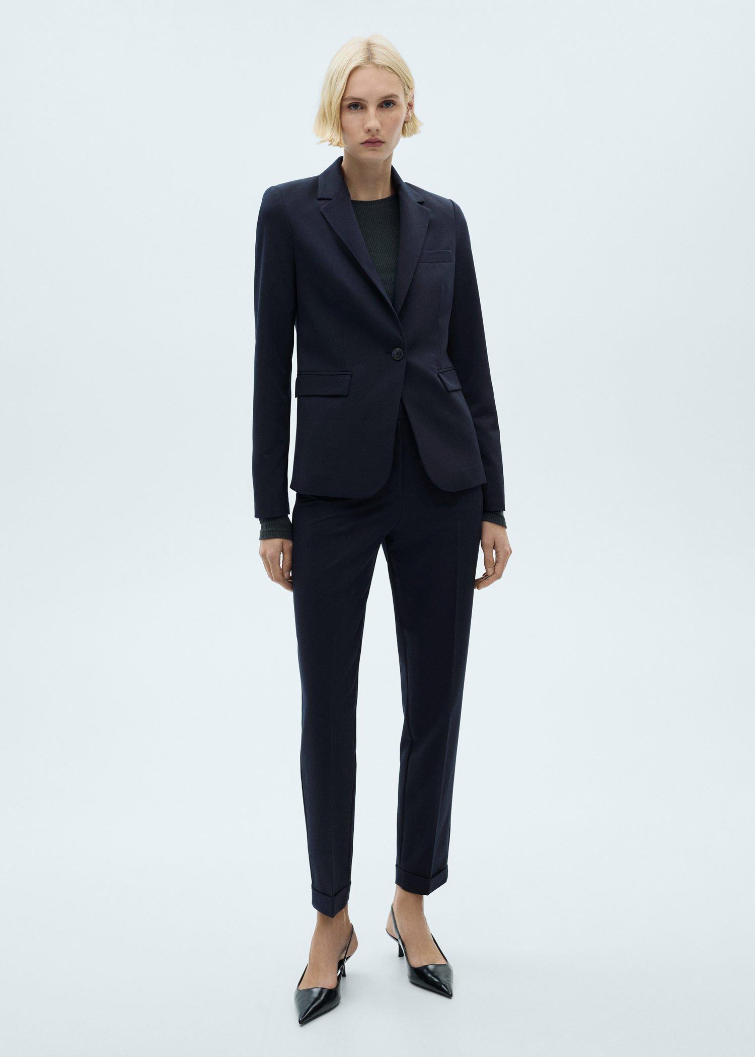 NAVY Straight suit trousers, , large image number 1