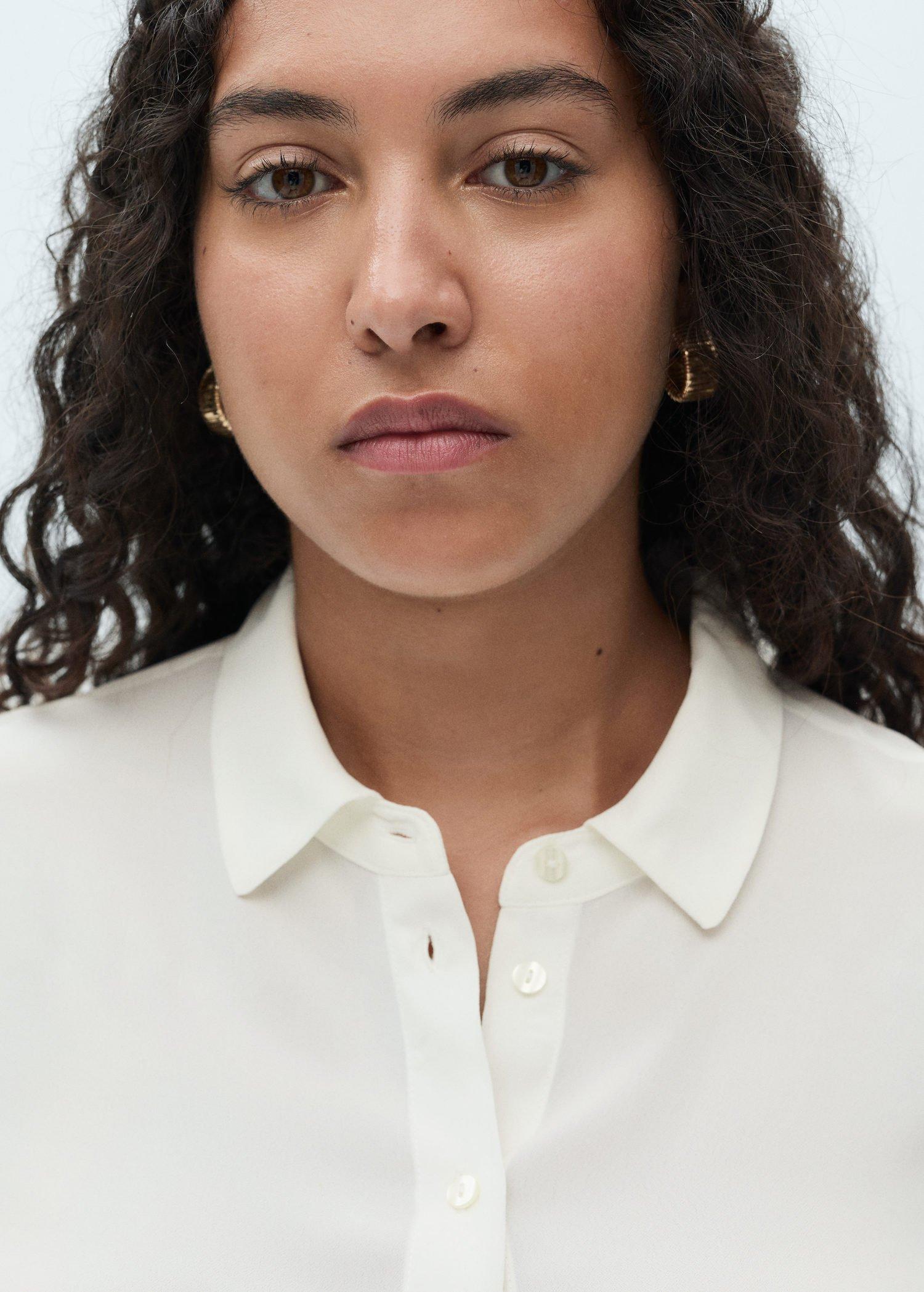 White Short Sleeve Fluid Shirt, 0201_02, large image number 1