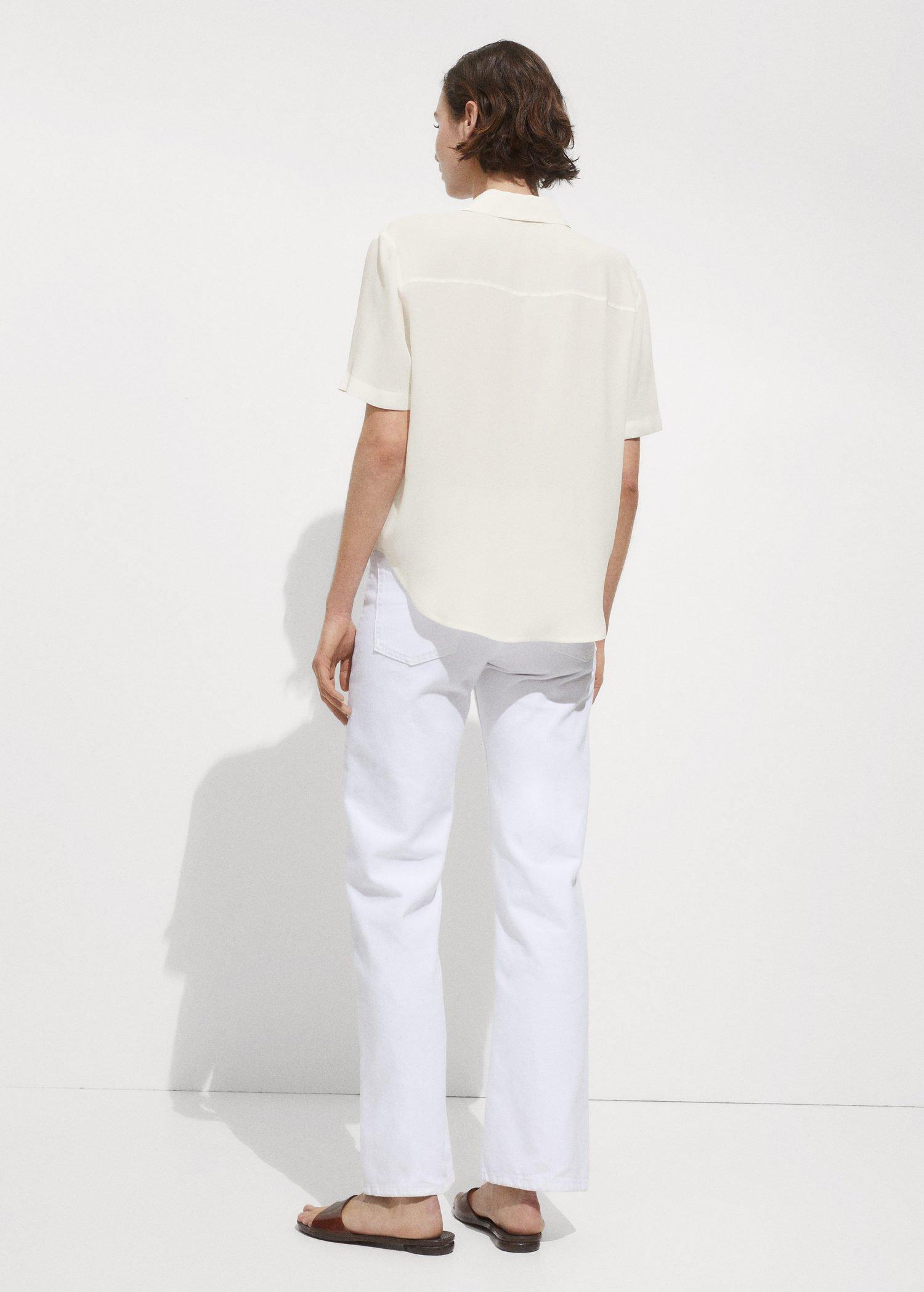 White Short Sleeve Fluid Shirt, 0201_02, large image number 3