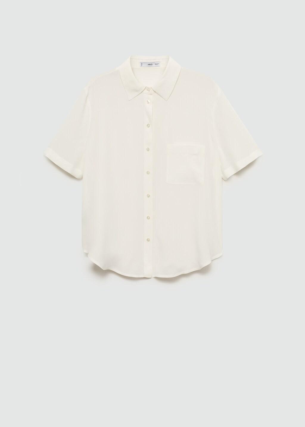 White Short Sleeve Fluid Shirt, 0201_02, large image number 4