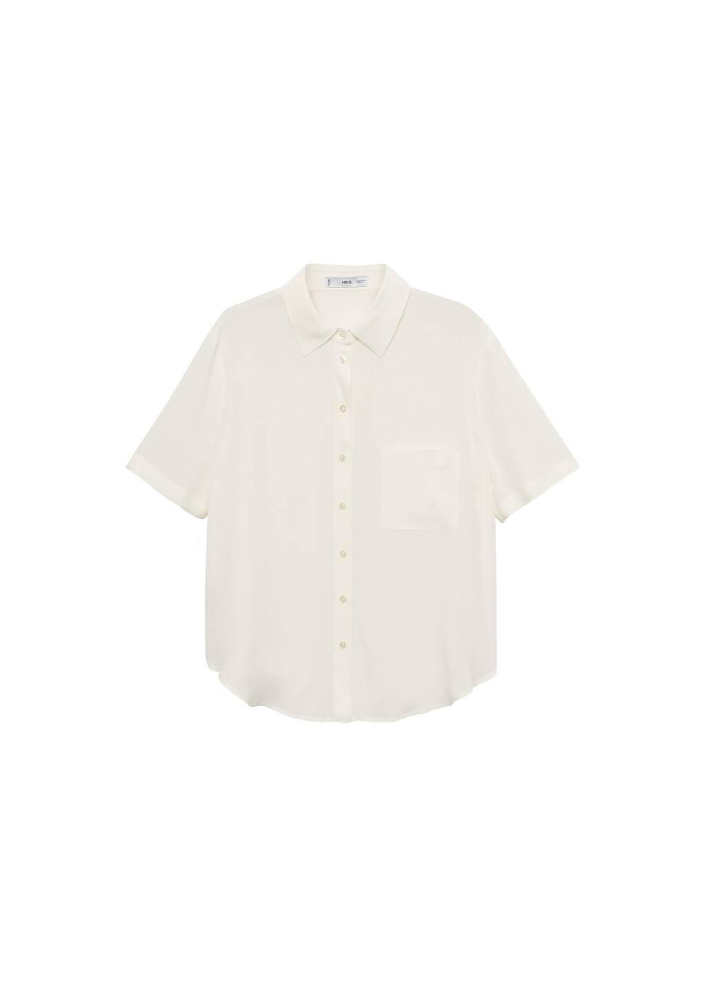White Short Sleeve Fluid Shirt, 0201_02, large image number 7