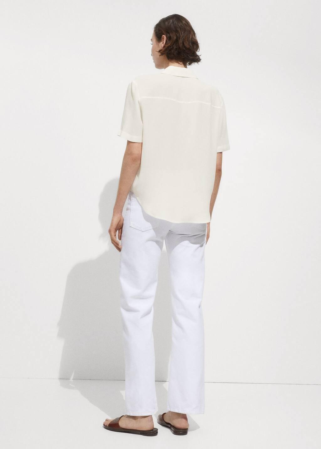 White Short Sleeve Fluid Shirt, 0201_02, large image number 11