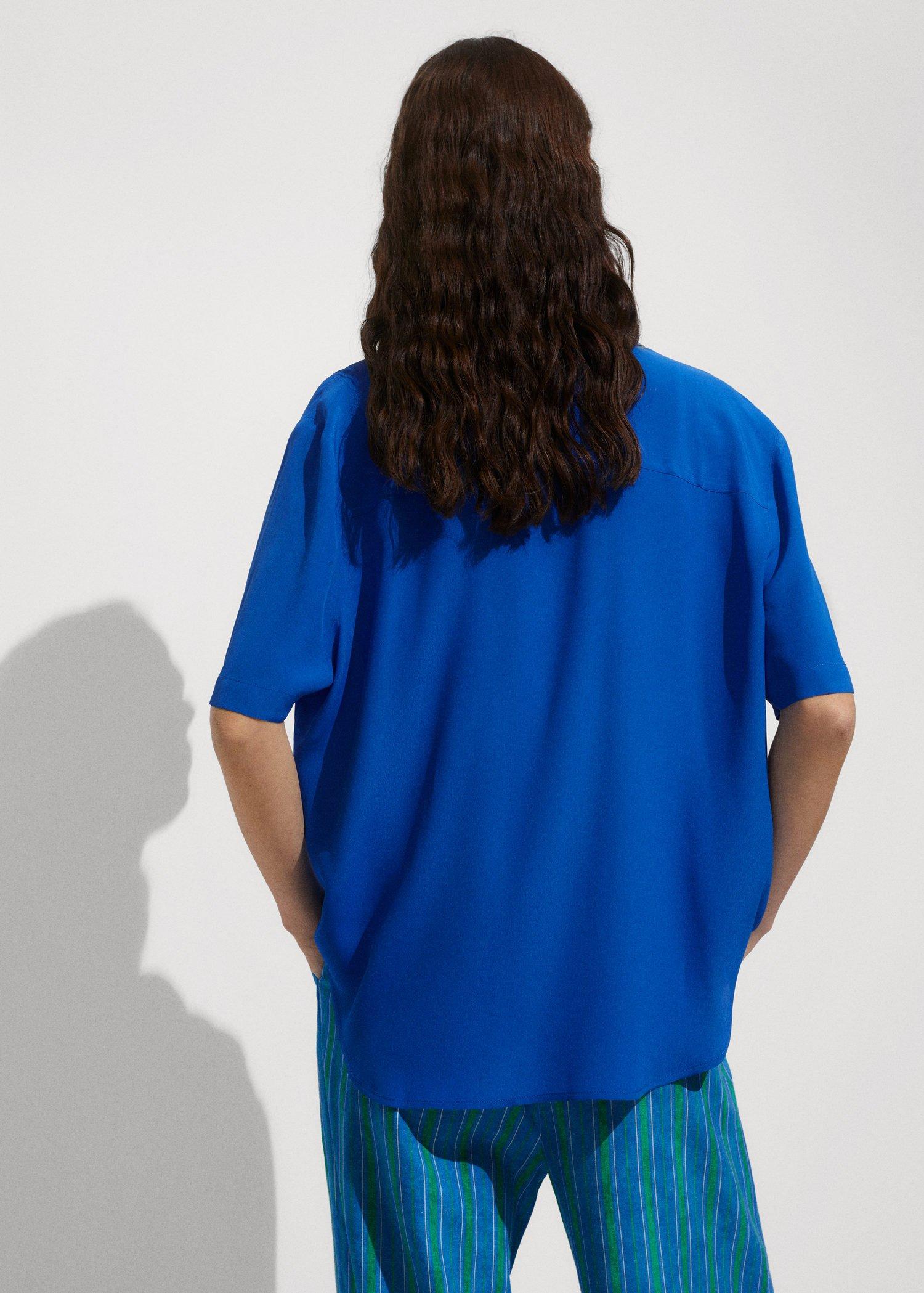 Blue Short Sleeve Fluid Shirt, , large image number 4