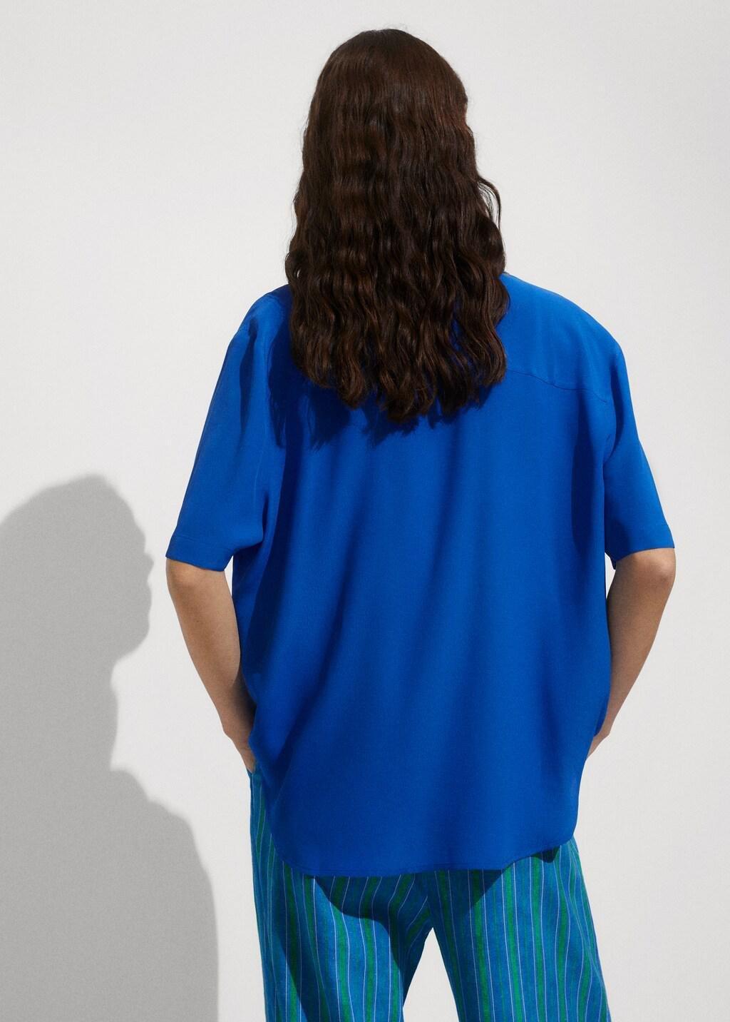 Blue Short Sleeve Fluid Shirt, , large image number 5