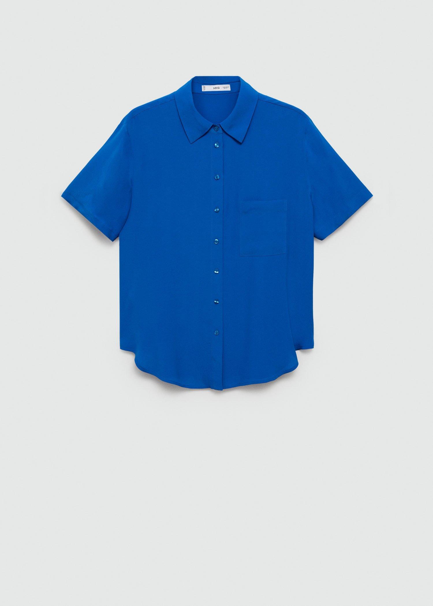 Blue Short Sleeve Fluid Shirt, , large image number 6