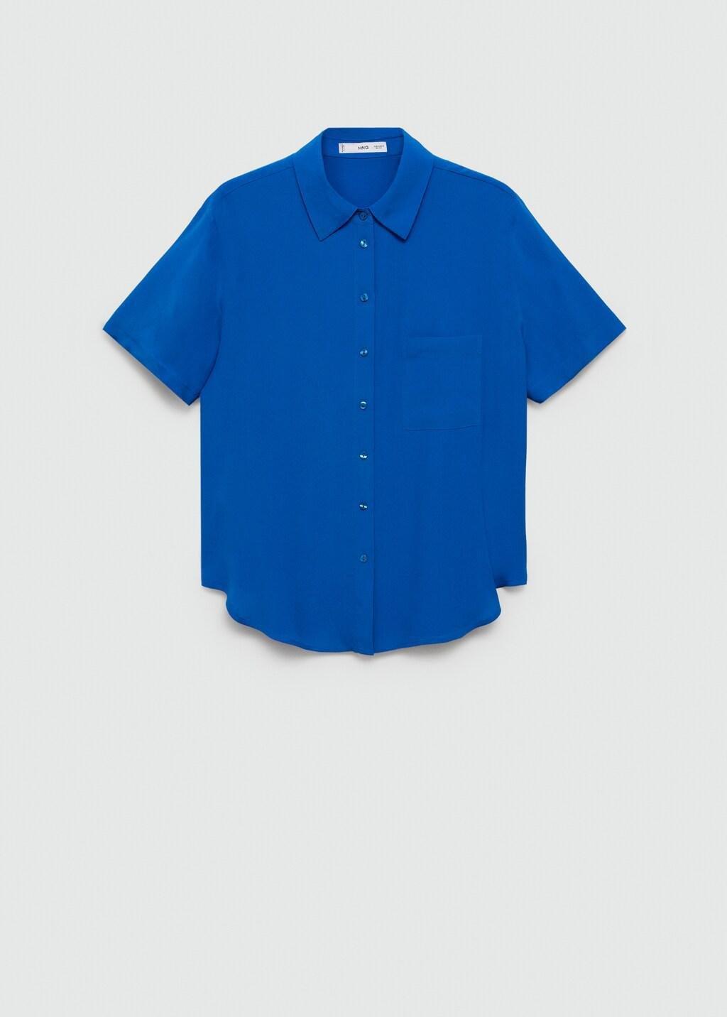 Blue Short Sleeve Fluid Shirt, , large image number 13