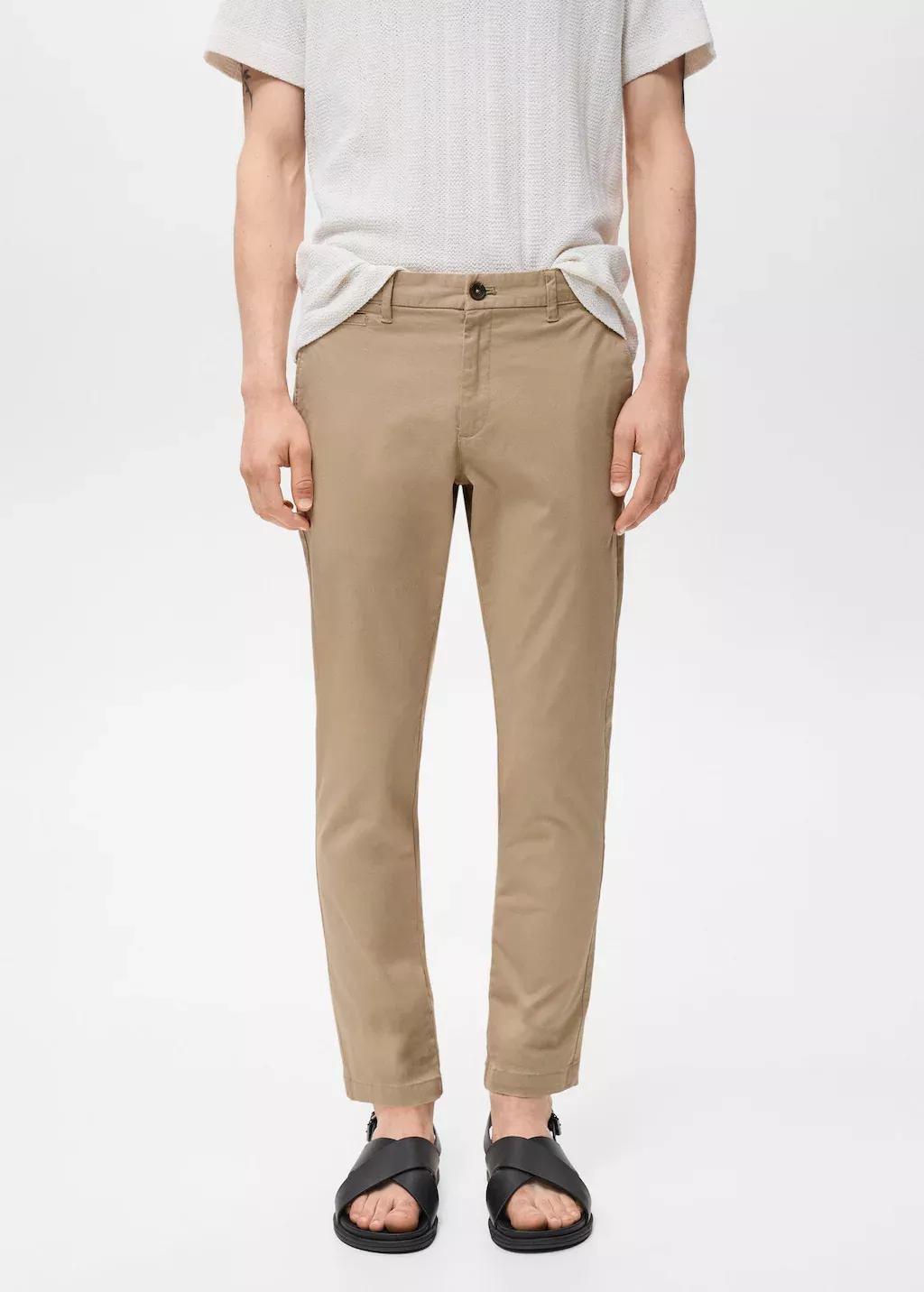 LIGHT BEIGE Prato cropped tapered chino trousers, , large image number 0