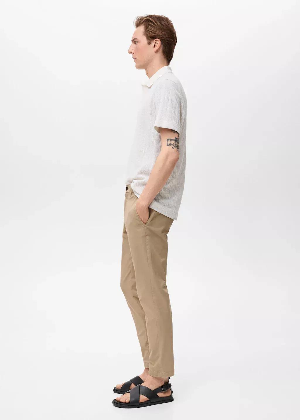 LIGHT BEIGE Prato cropped tapered chino trousers, , large image number 2