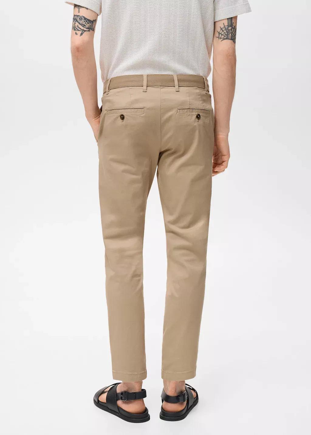 LIGHT BEIGE Prato cropped tapered chino trousers, , large image number 6