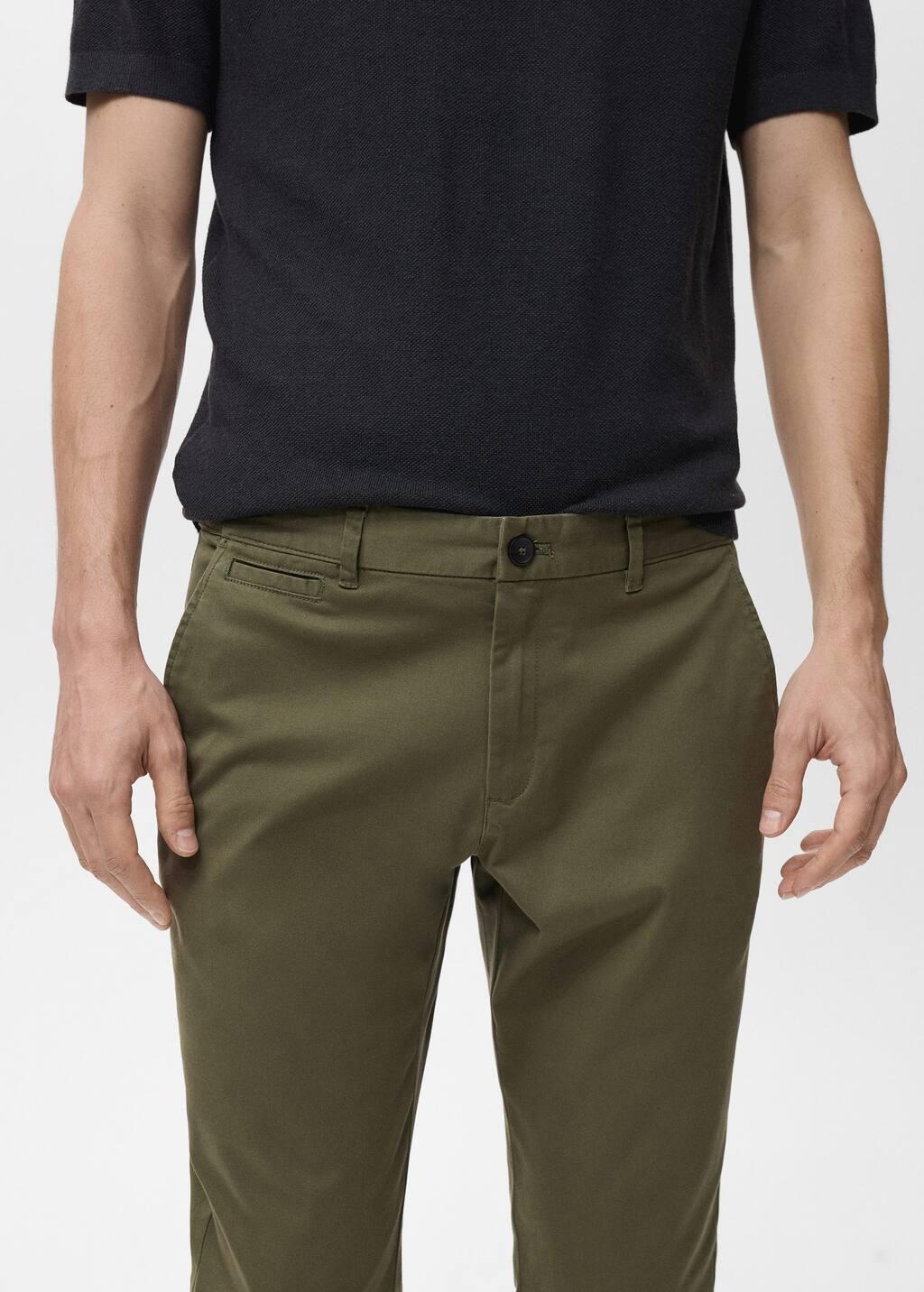 Khaki Prato Cropped Tapered Chino Pants, , large image number 1