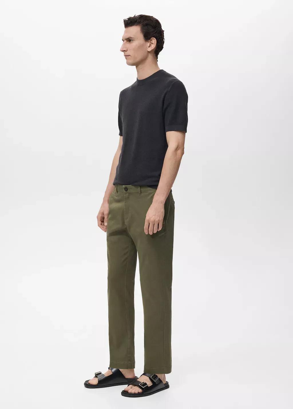 Khaki Prato Cropped Tapered Chino Pants, , large image number 2