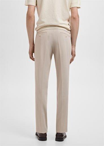 Beige Stretch Fabric Super Slim-Fit Suit Trousers, , large image number 2