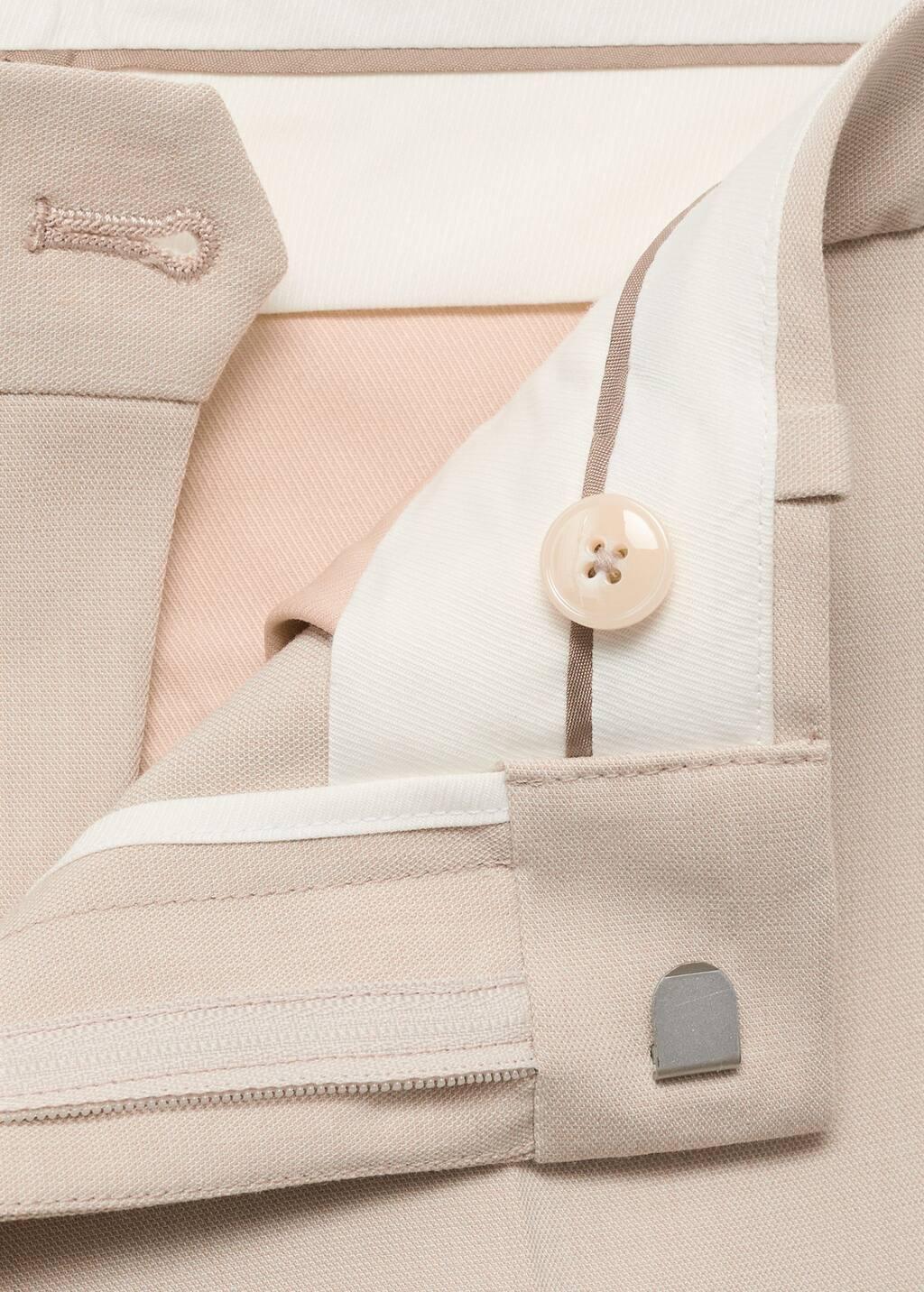 Beige Stretch Fabric Super Slim-Fit Suit Trousers, , large image number 3