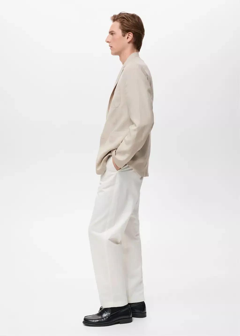 LIGHT BEIGE Slim fit linen suit blazer, , large image number 2