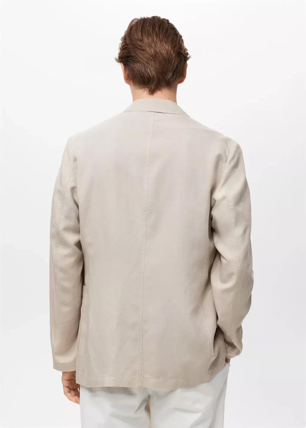 LIGHT BEIGE Slim fit linen suit blazer, , large image number 5
