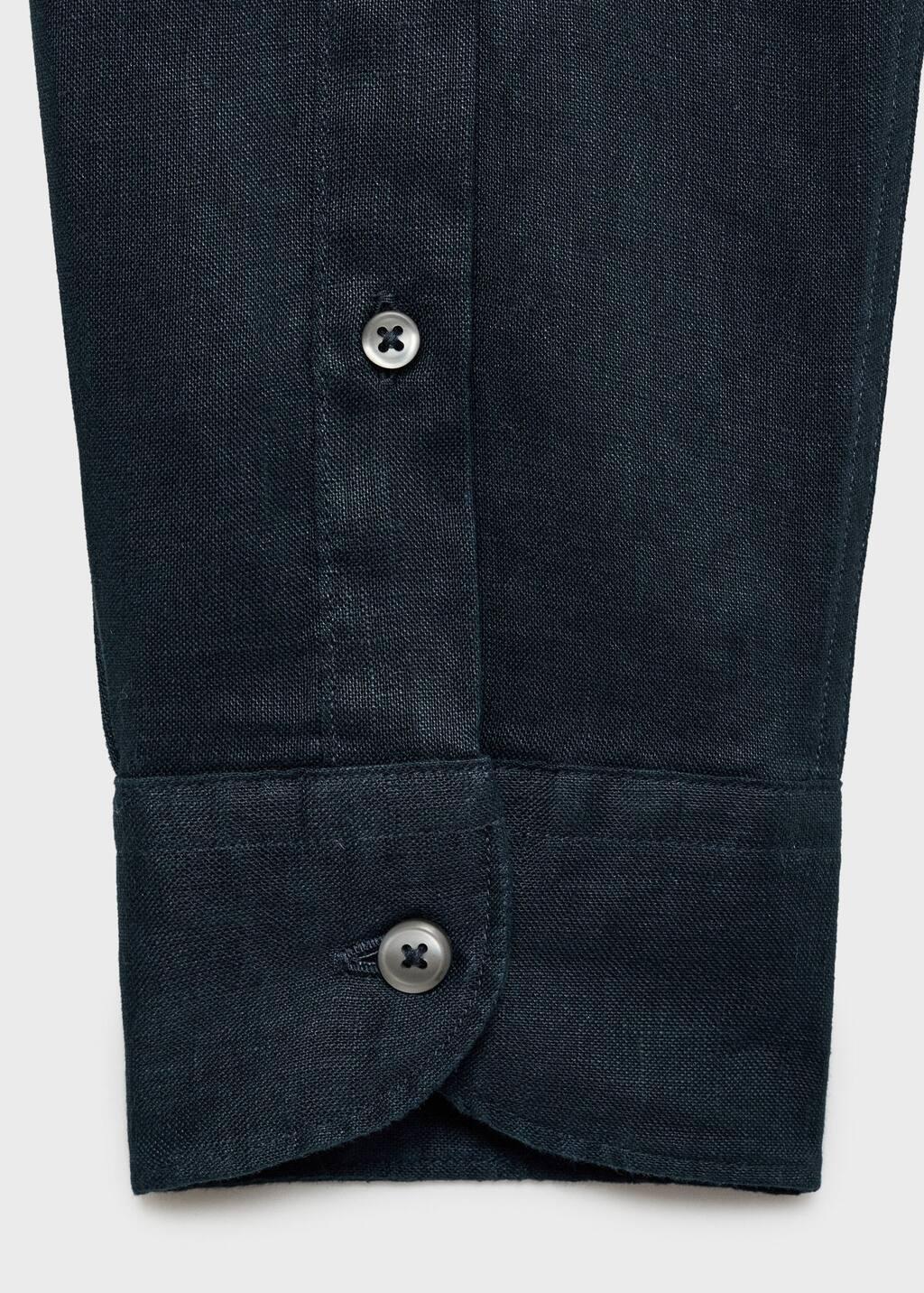 NAVY 100% linen slim-fit shirt, , large image number 4