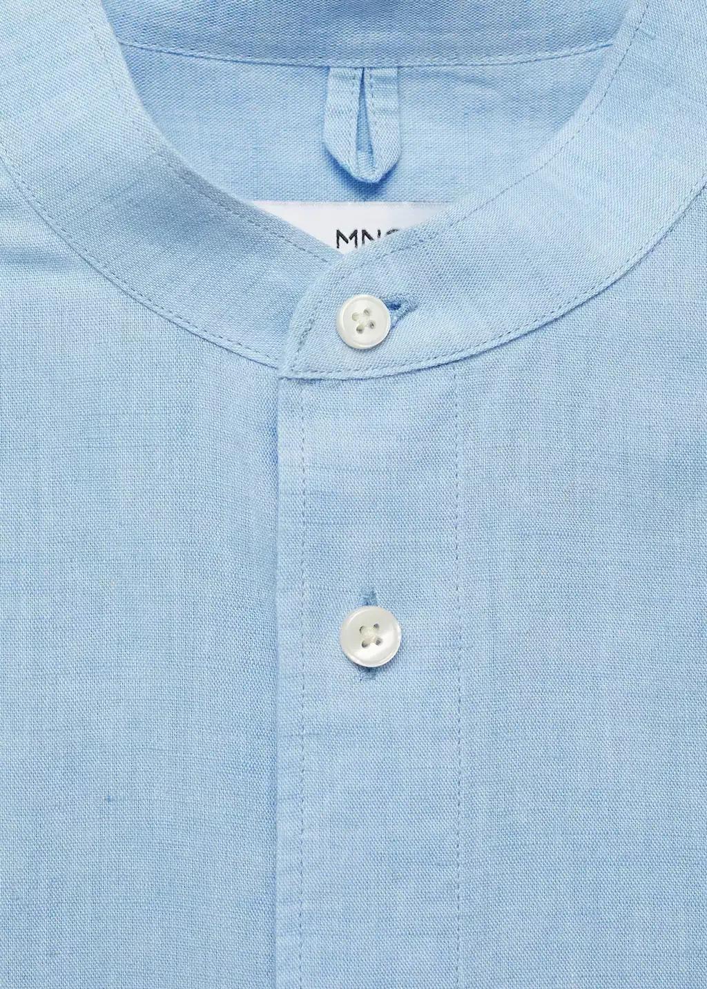 Blue Mao Collar Linen Shirt, Light-Pastel Blue, large image number 11